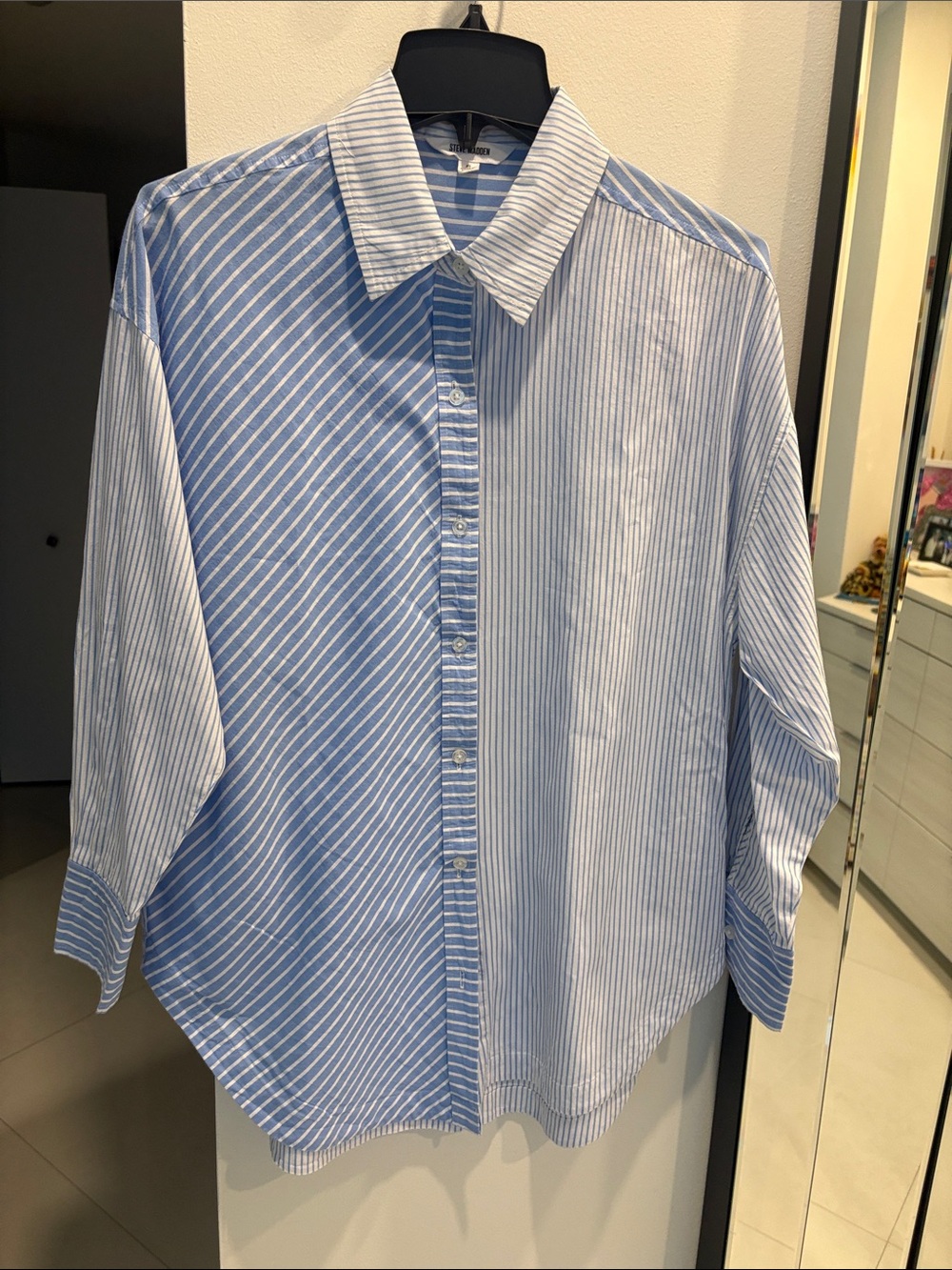 Steve Madden Blue and White Striped Button-Down Shirt